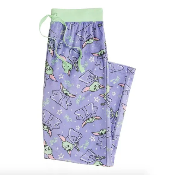 STAR WARS The Mandalorian Fleece Pajama Pants NWT Women's Medium Purple Cozy - Picture 1 of 10
